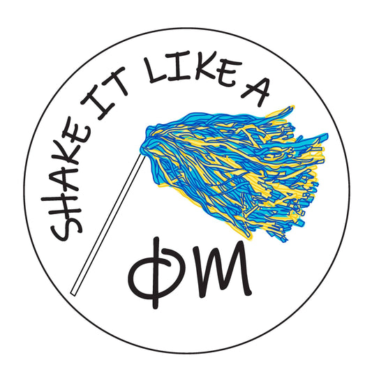 Phi Mu Greek Shaker Blue and Gold Button - 3.00 inch