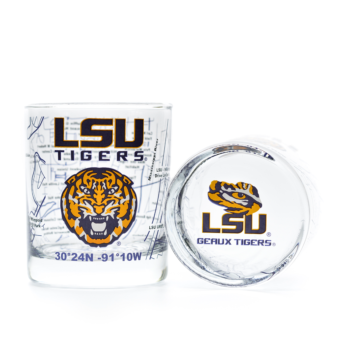 Louisiana State University Whiskey Glass Set (2 Low Ball Gla