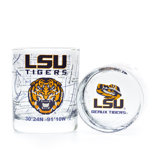 Louisiana State University Whiskey Glass Set (2 Low Ball Gla