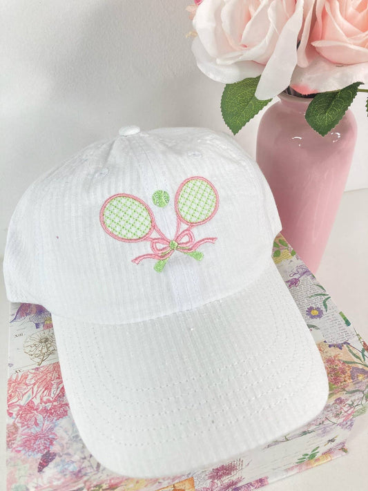 Tennis Racquet Seersucker embroidered Tennis Hat / Sports
