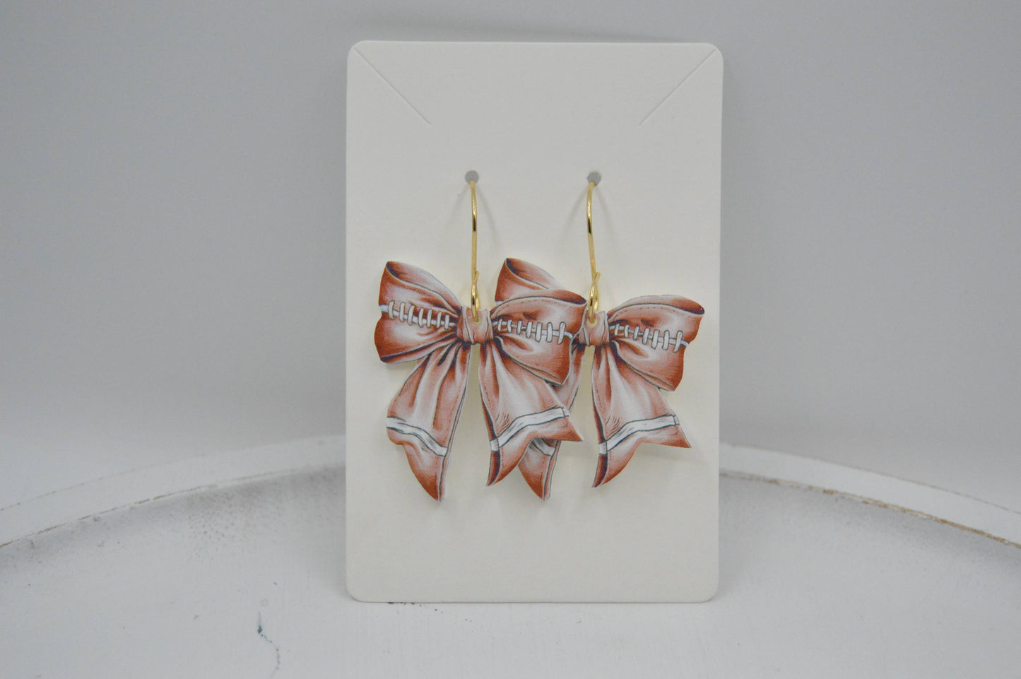 Football Coquette Bow Acrylic Earrings, sports, gameday