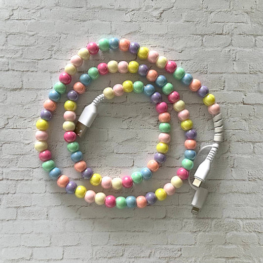 2 in 1 USB-C Cable Beaded Phone Charging Cord Colorful