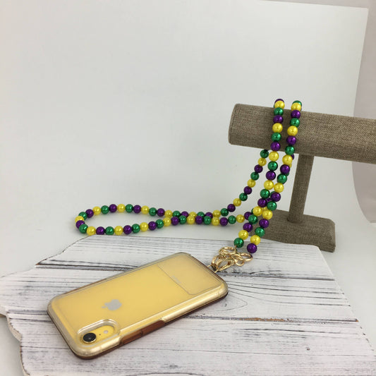 Beaded Mardi Gras Phone Strap 