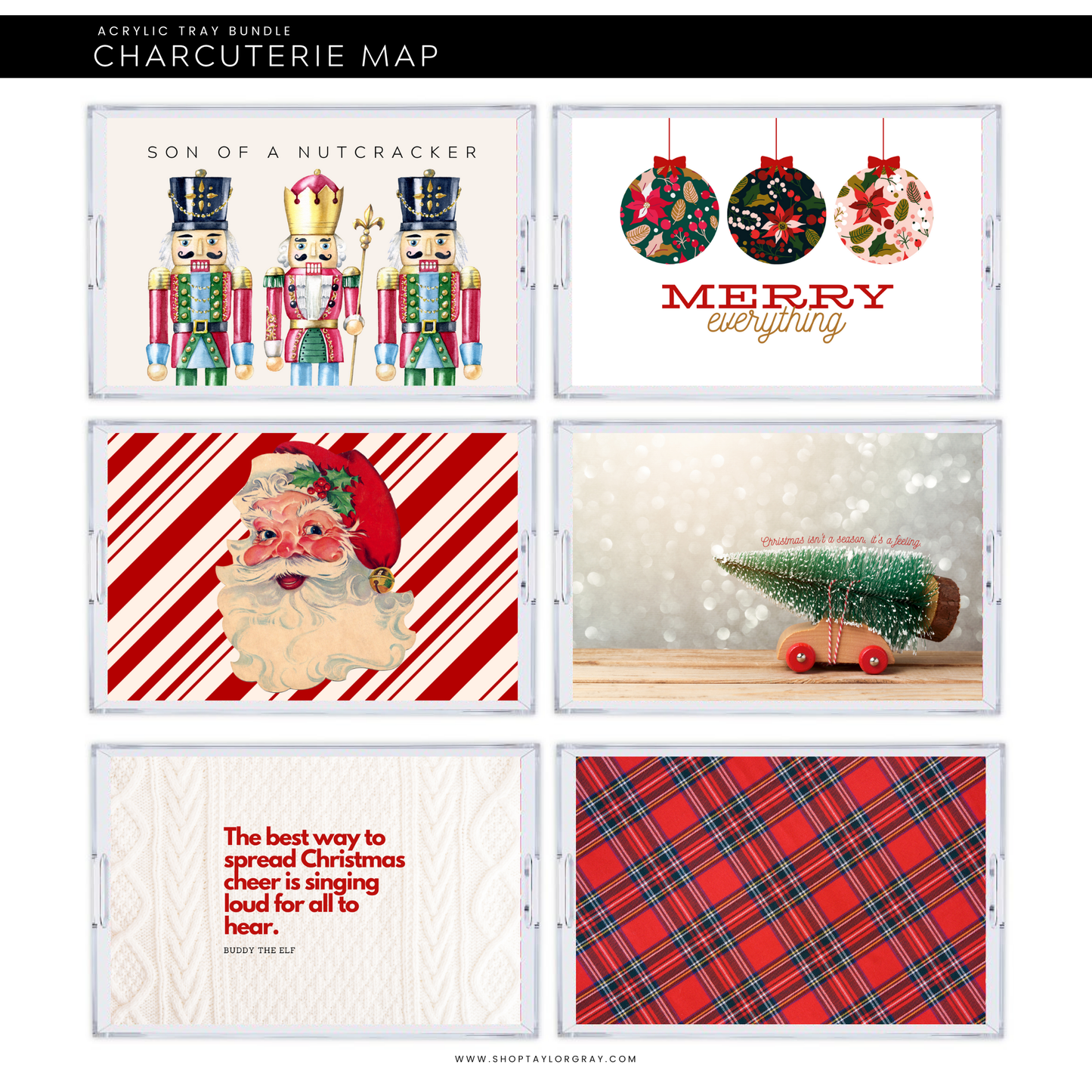 11x17 Acrylic Tray with CHRISTMAS insert set of 10