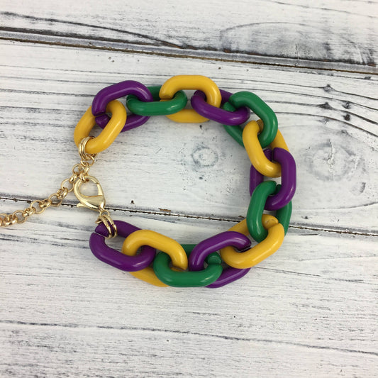 Mardi Gras Chain Link Bracelet