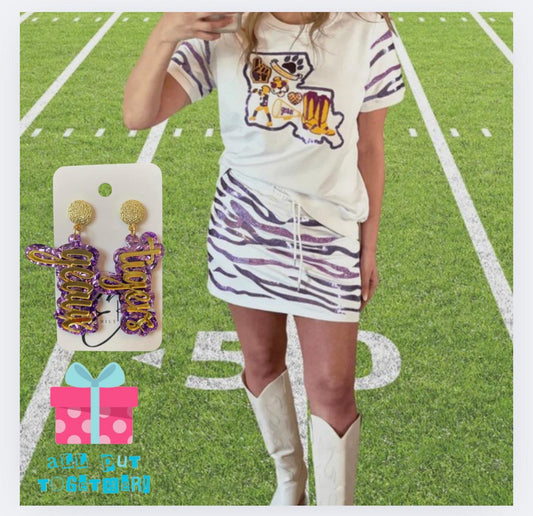 Tiger Sequin 2 Pc Skort Set