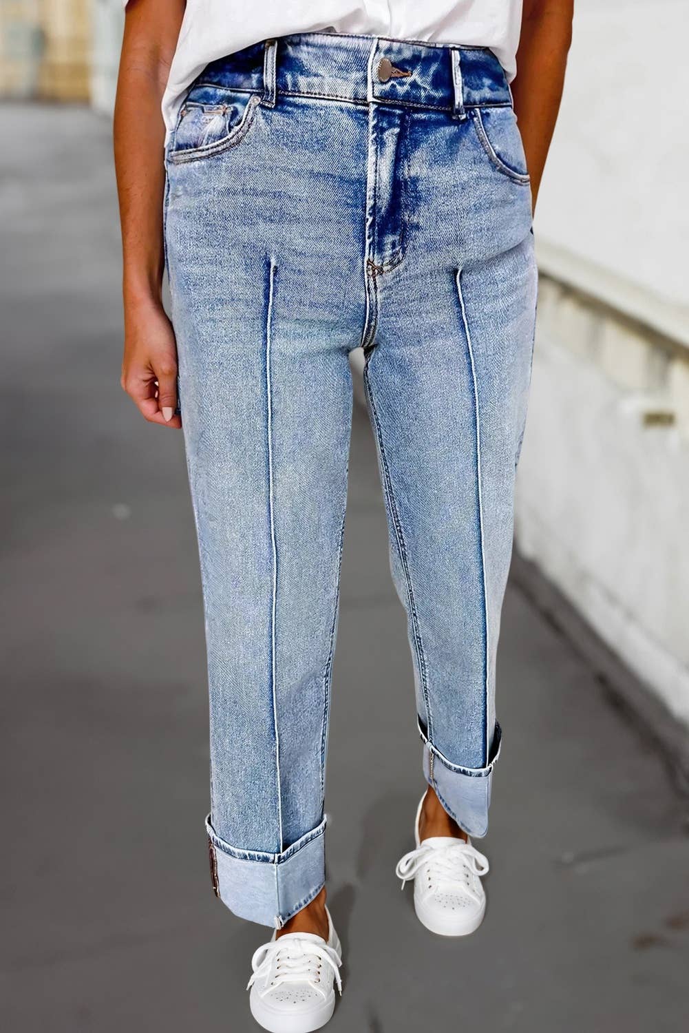 Front Seam High Waist Jeans
