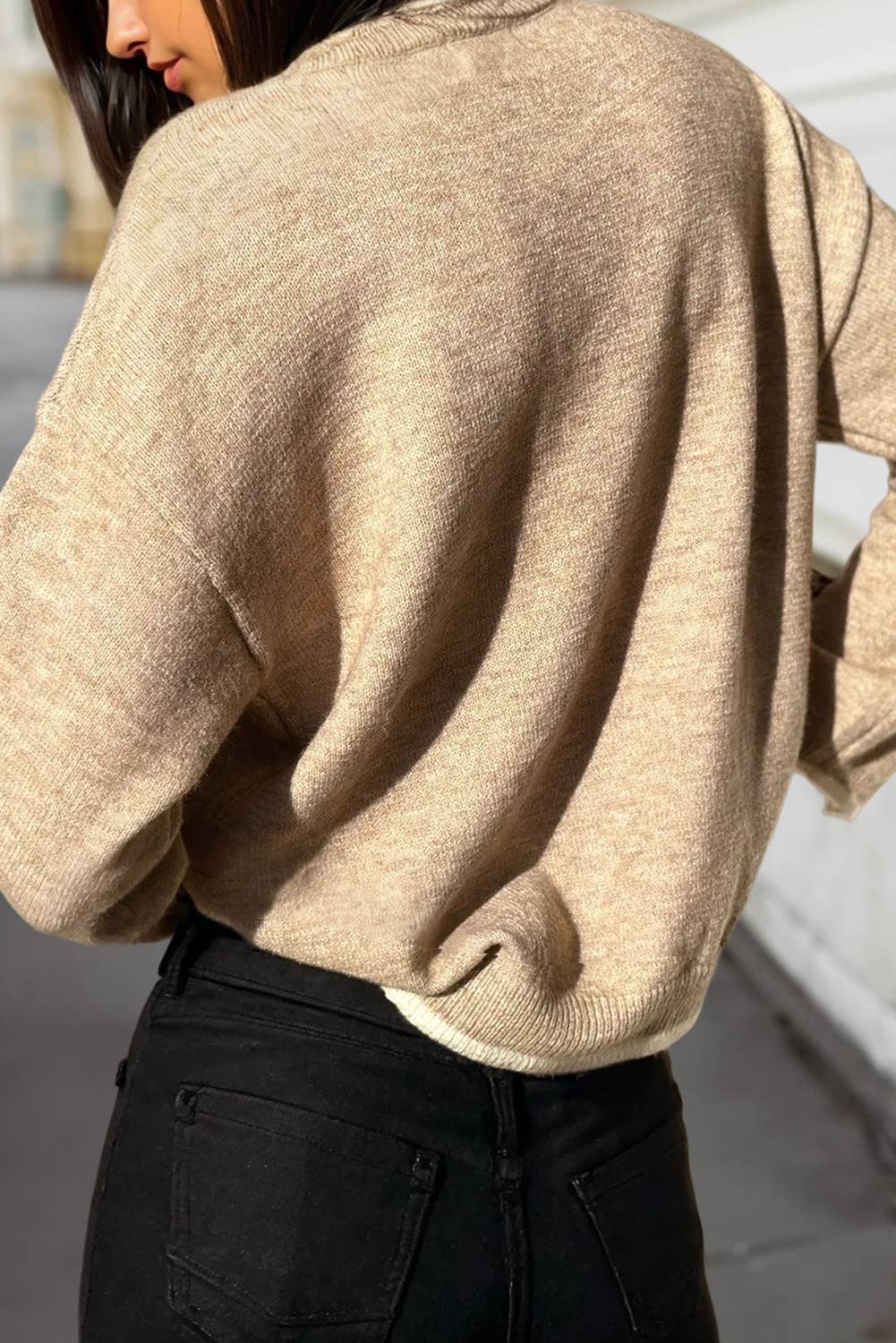 Leopard Bow Split Cuff Sweater