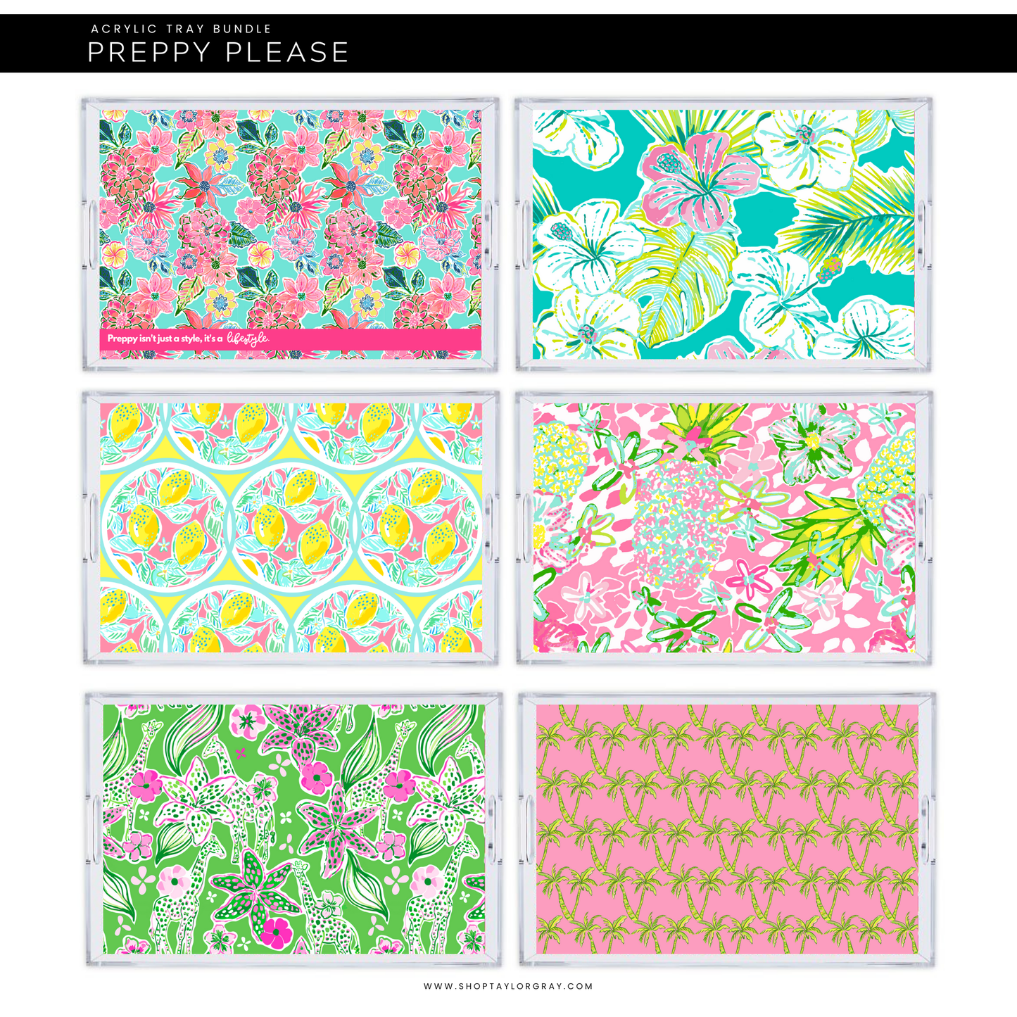 11x17 Acrylic Tray with PREPPY PLEASE insert set of 10