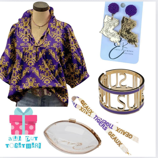 Purple & Gold Scroll Blouse
