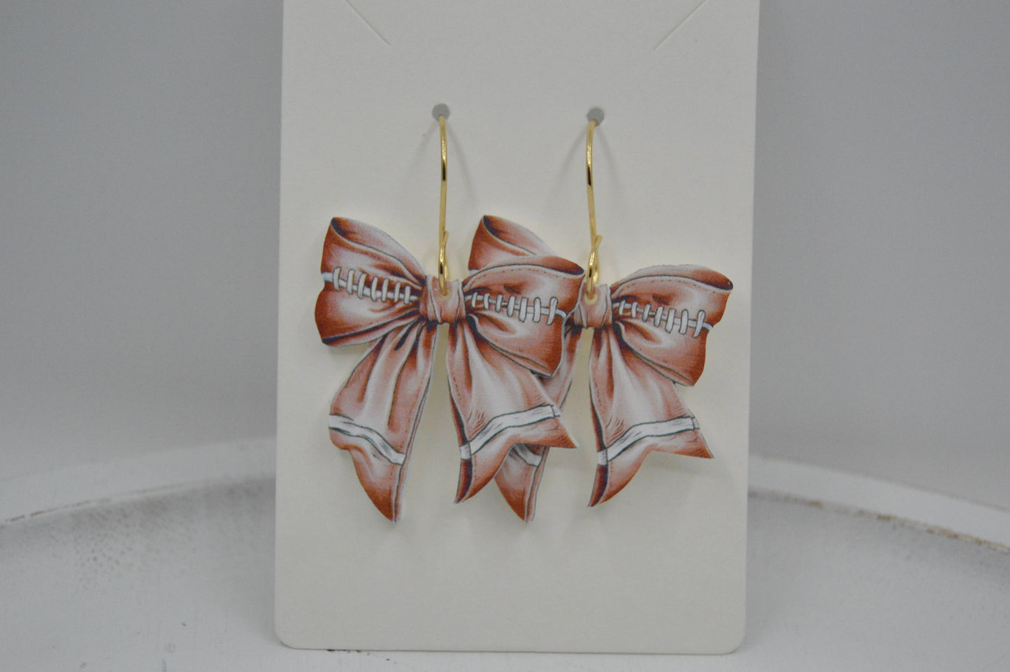 Football Coquette Bow Acrylic Earrings, sports, gameday