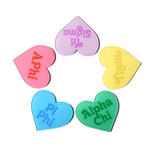 Sorority Double Sided Heart Coaster