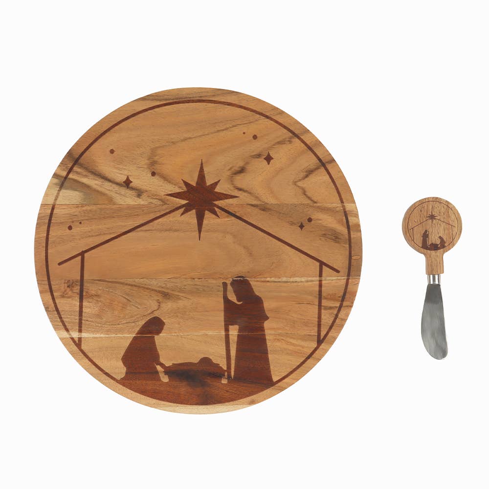 Nativity Wood Tray W/Spreader