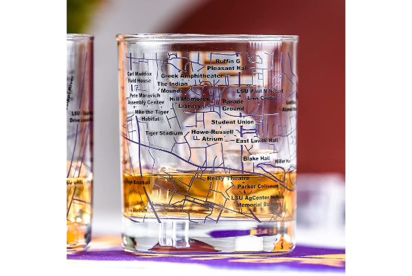 Louisiana State University Whiskey Glass Set (2 Low Ball Gla