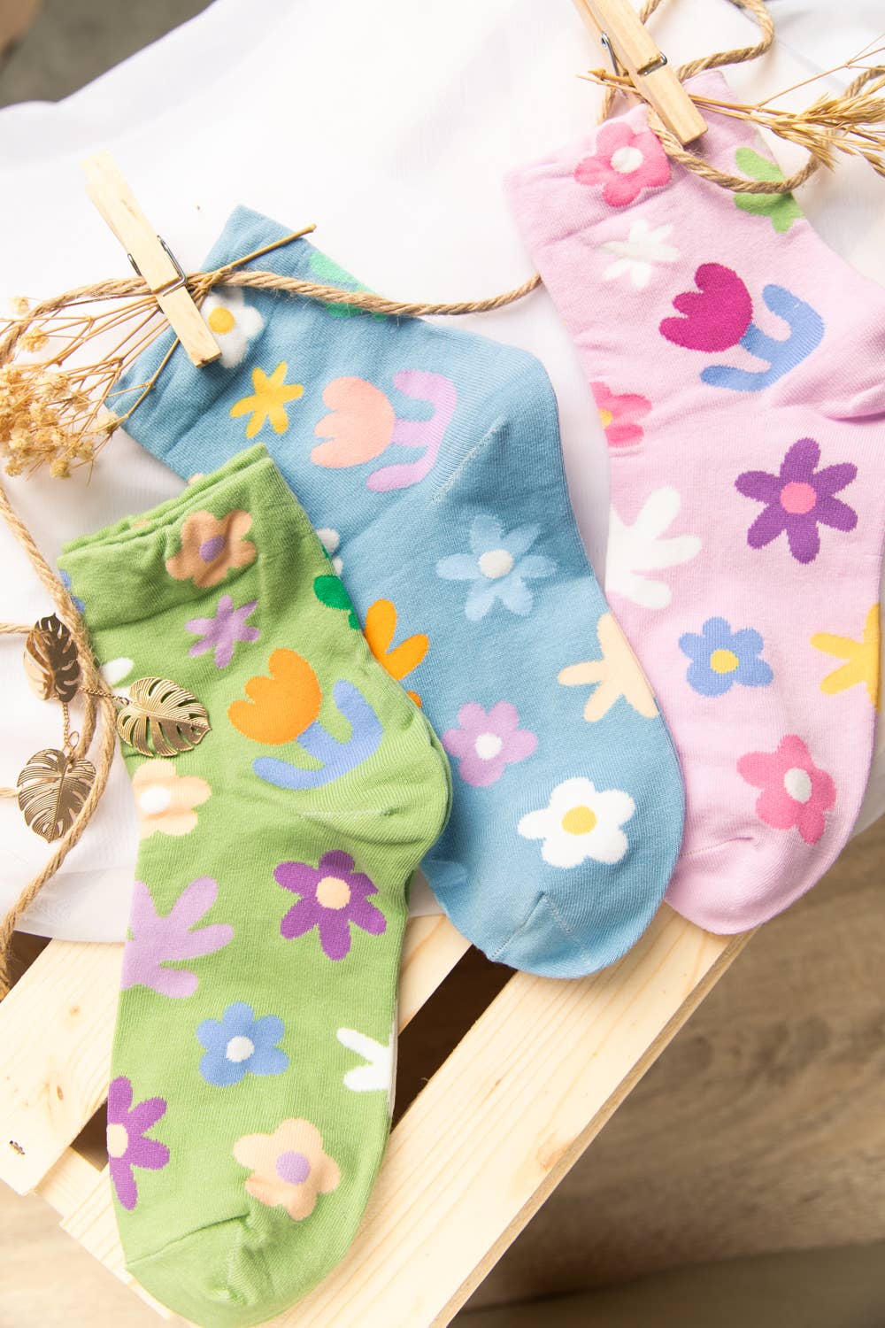 Floral print causal socks