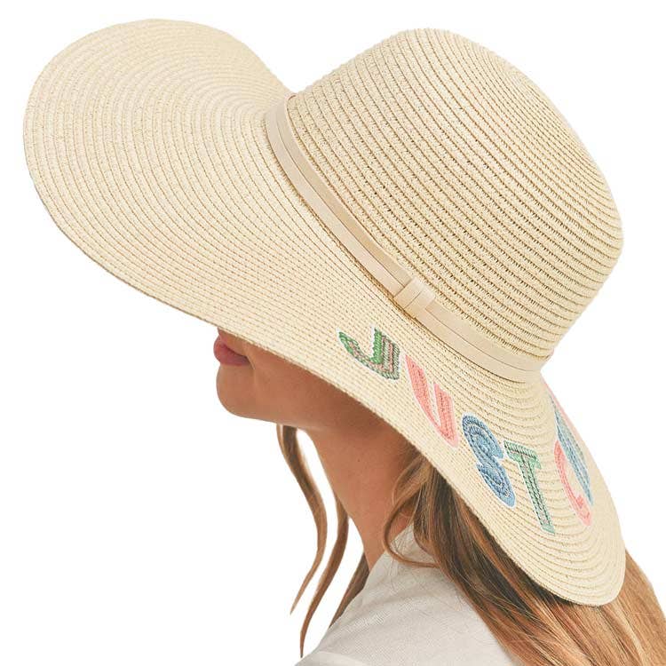 Just Chill Out Sequin Message Straw Panama Sun Hat