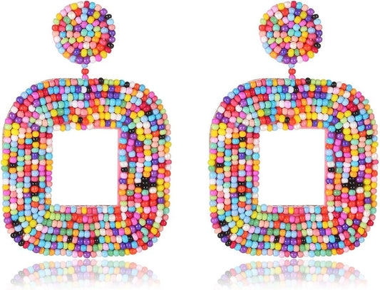 Bohemia Seed Bead Square Earrings