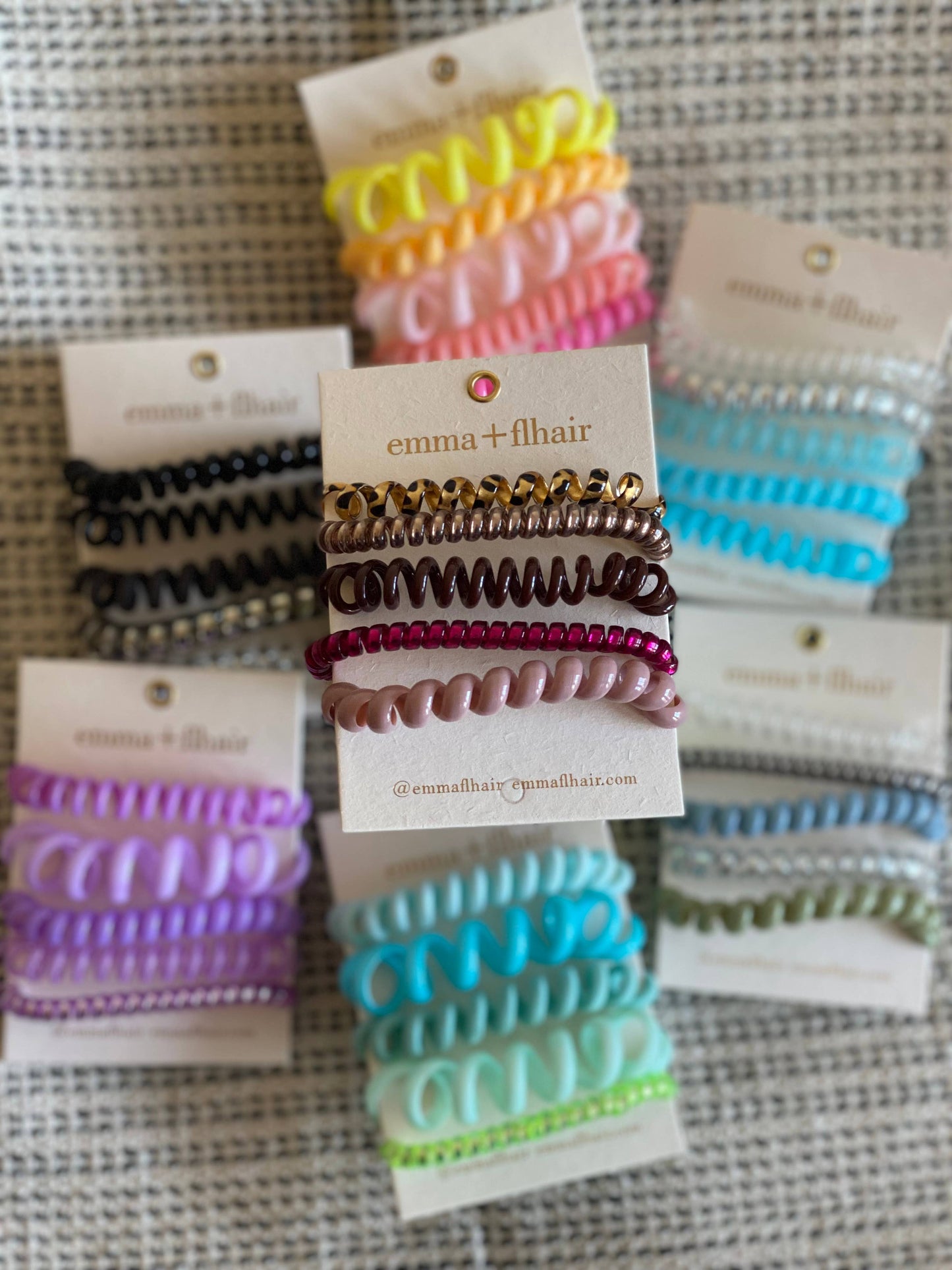 5 Pack Assorted Coil Hair Tie Set on Branded Card