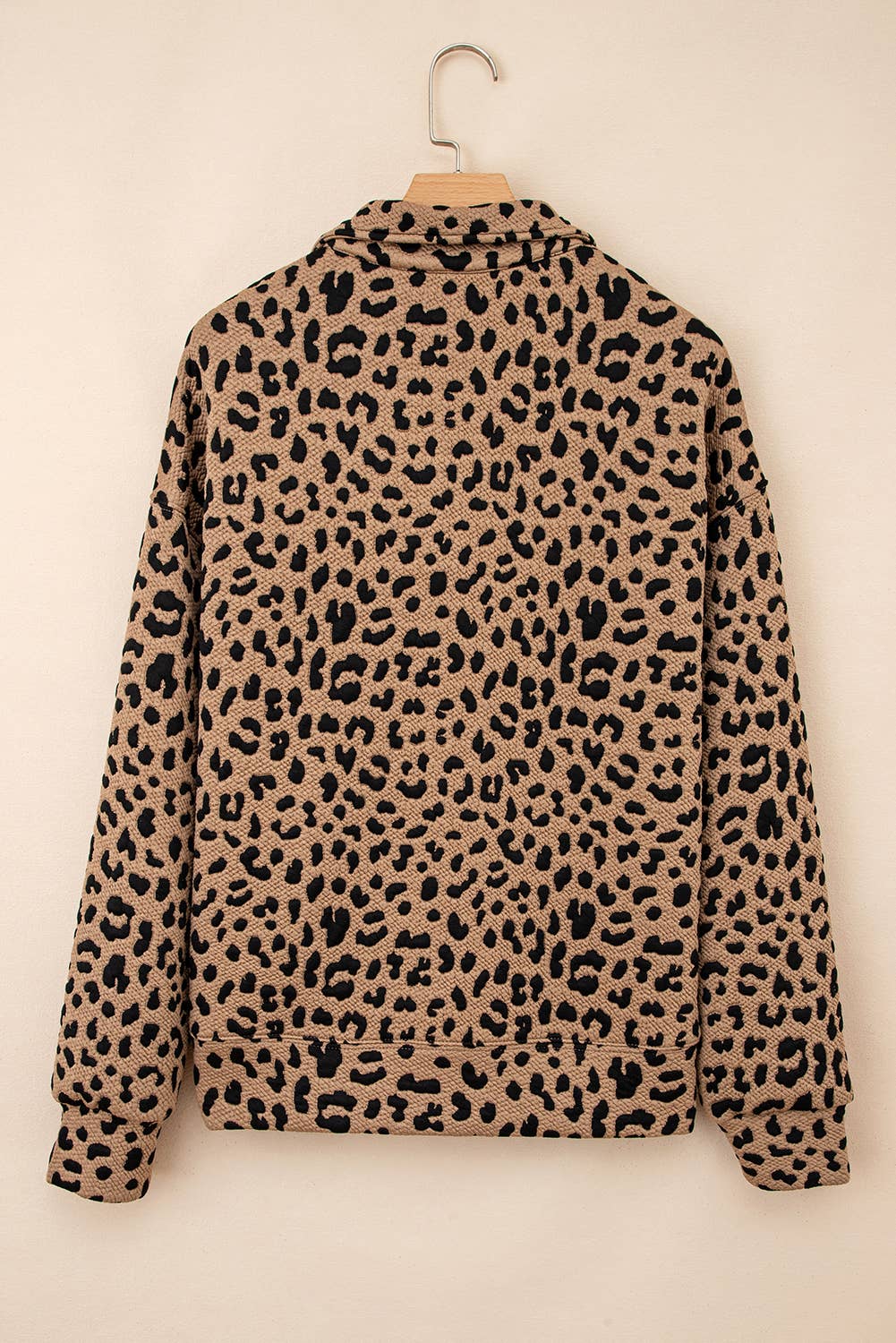 Leopard Print Quarter Zip Sweatshirt
