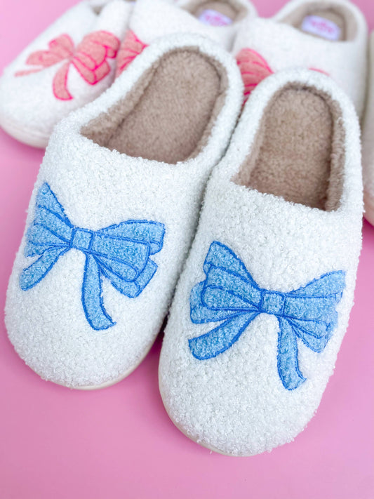 Blue Bow Slippers