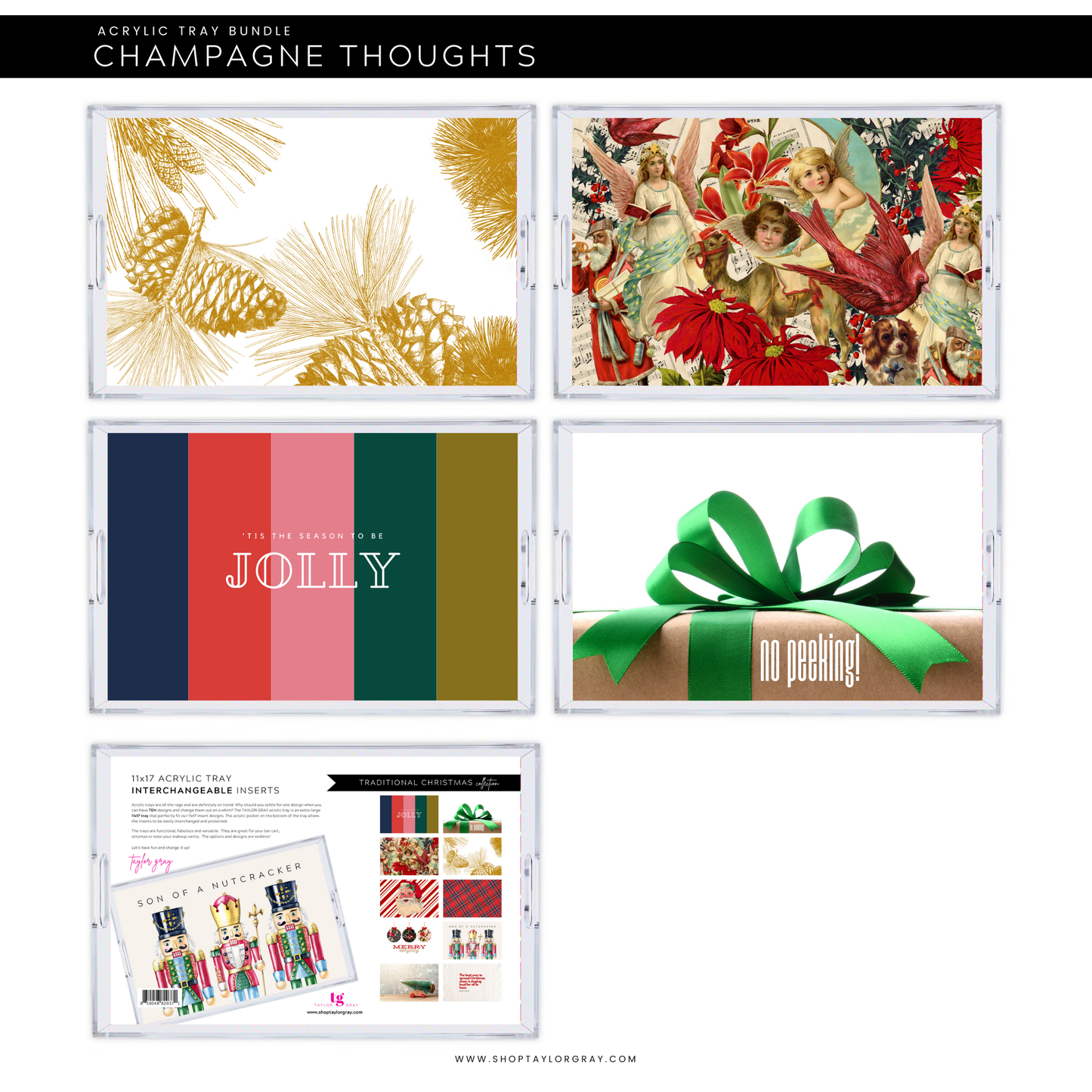 11x17 Acrylic Tray with CHRISTMAS insert set of 10