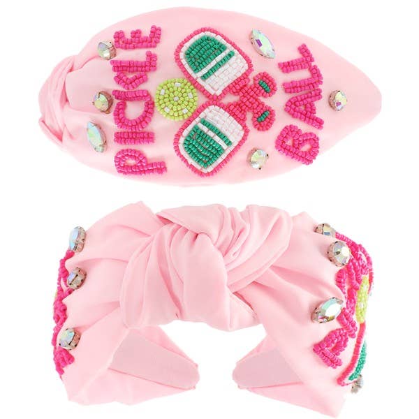 PICKLE BALLER TOP KNOTTED BEADED HEADBAND H14474