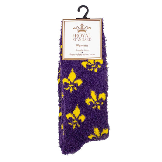 Women's Louisiana Pride Snuggle Socks   Purple/Yellow   One Size