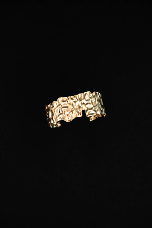 Inez 14kt Gold Plated Hammered Cuff Bracelet
