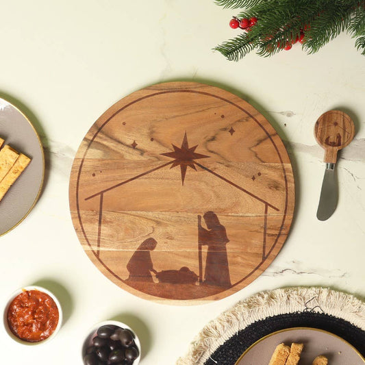 Nativity Wood Tray W/Spreader