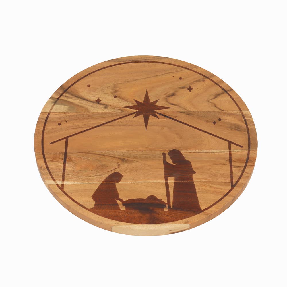 Nativity Wood Tray W/Spreader