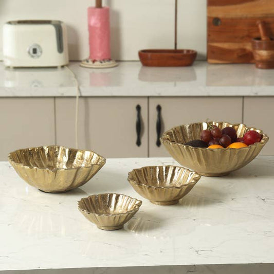 Ruffled Gold Aluminum Bowl
