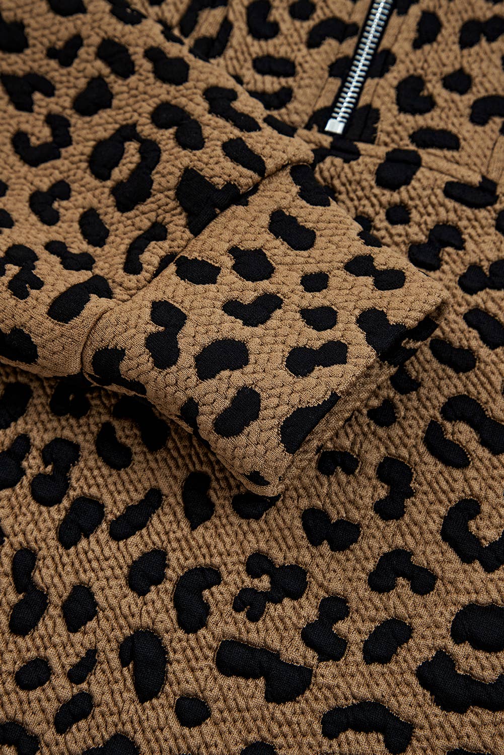 Leopard Print Quarter Zip Sweatshirt