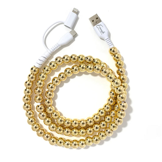 Beaded Phone Charger Metallic Gold