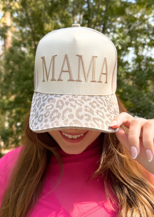 Mama Embroidered Leopard Hat