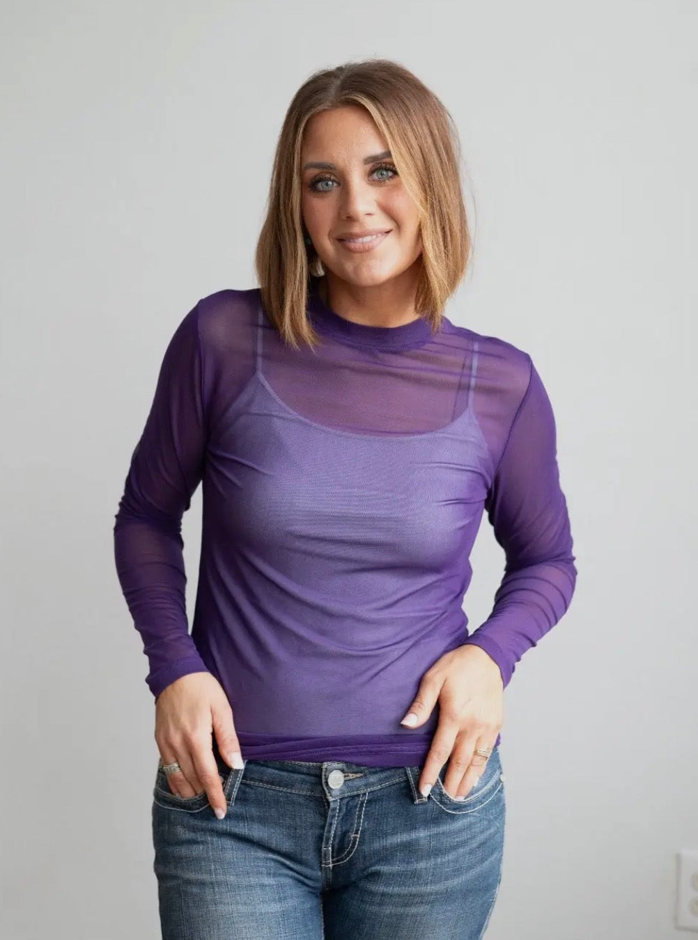 Solid Purple Mesh Top