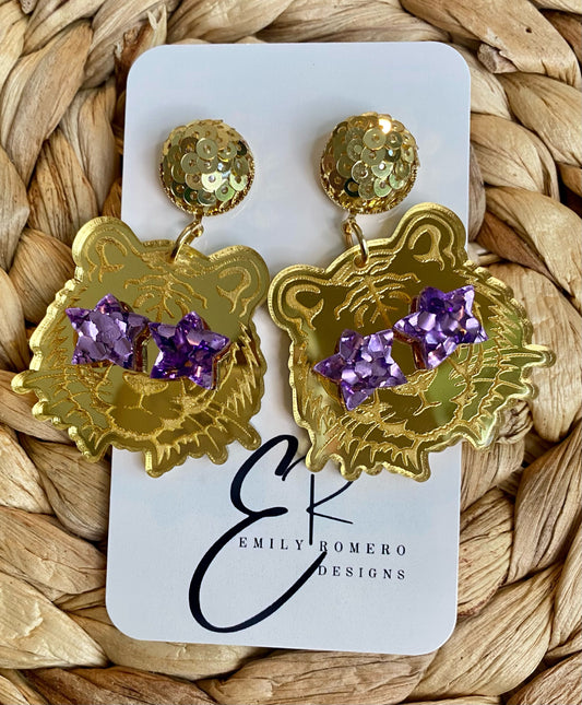 Starry Eyed LSU Tiger Earrings