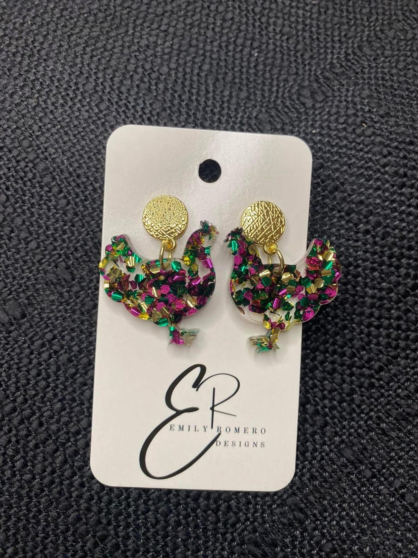 Mardi Gras Chicken Run Earrings