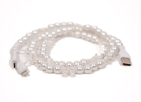 Pearls & Bows Beaded Cell Phone Charging Cord