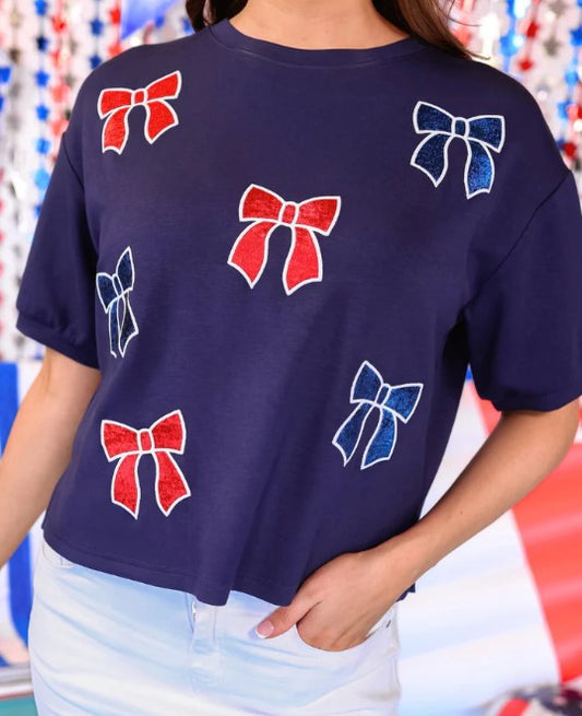 Red, White, And Bowtiful Luxe Top