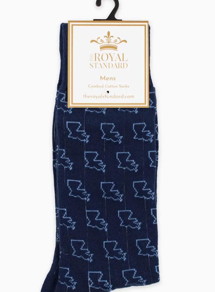 Men's Navy Louisiana Socks