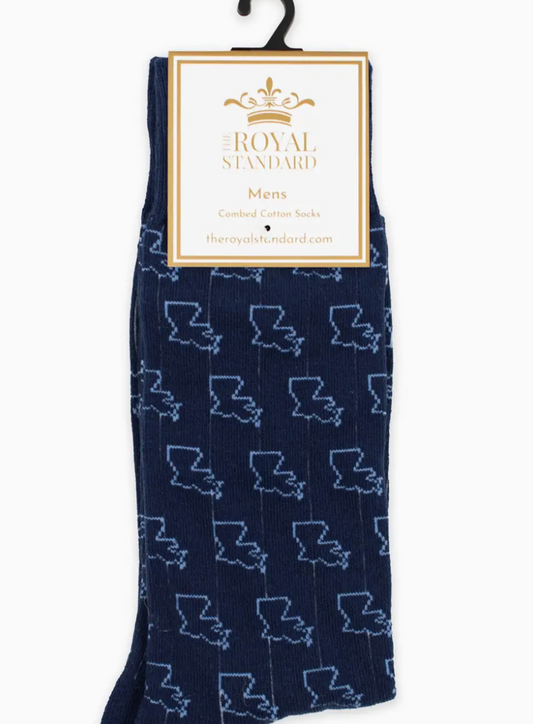 Men's Navy Louisiana Socks