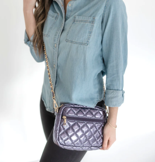 Quilted Metallic Puffer Handbag