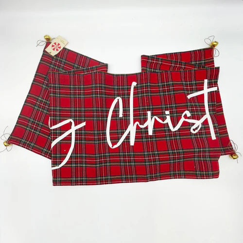 Plaid Merry Christmas Table Runner