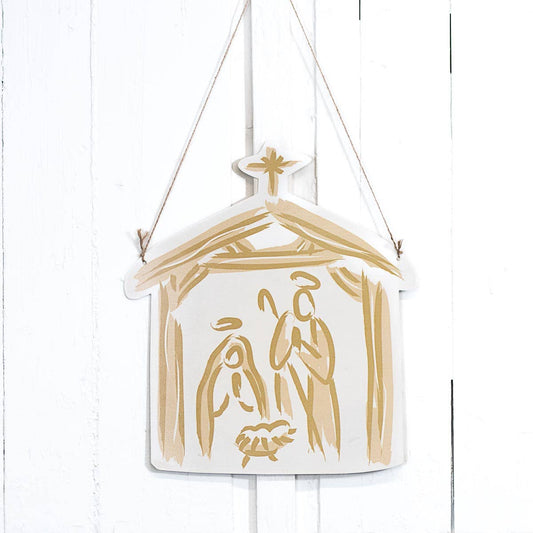 Nativity Door Hanger   Gold/Almond   17.25x19.75
