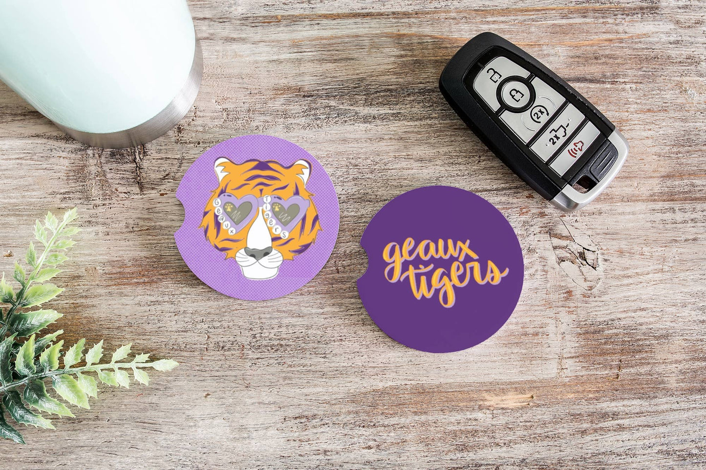 Lsu inspired car coaster singles, football car coasters