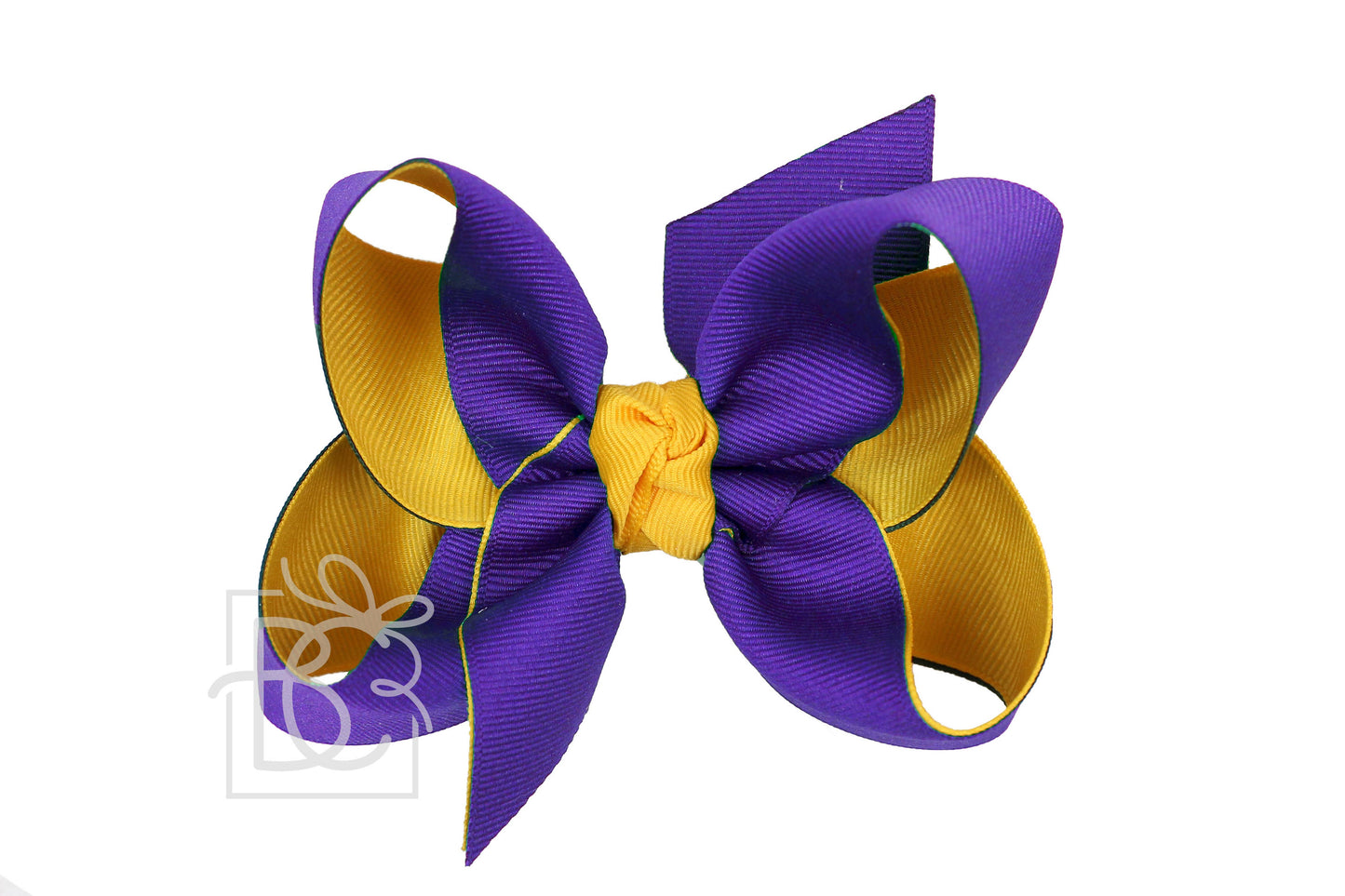 Layered Grosgrain Bow (Purple & Yellow Gold)