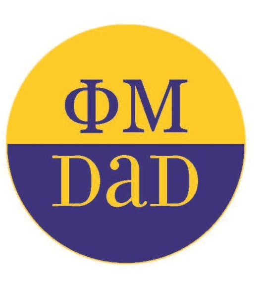 Phi Mu Parent Gold and Blue Button - 2.25 inch