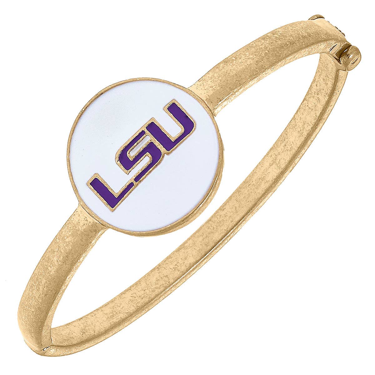 LSU Tigers Enamel Statement Hinge Bangle in White