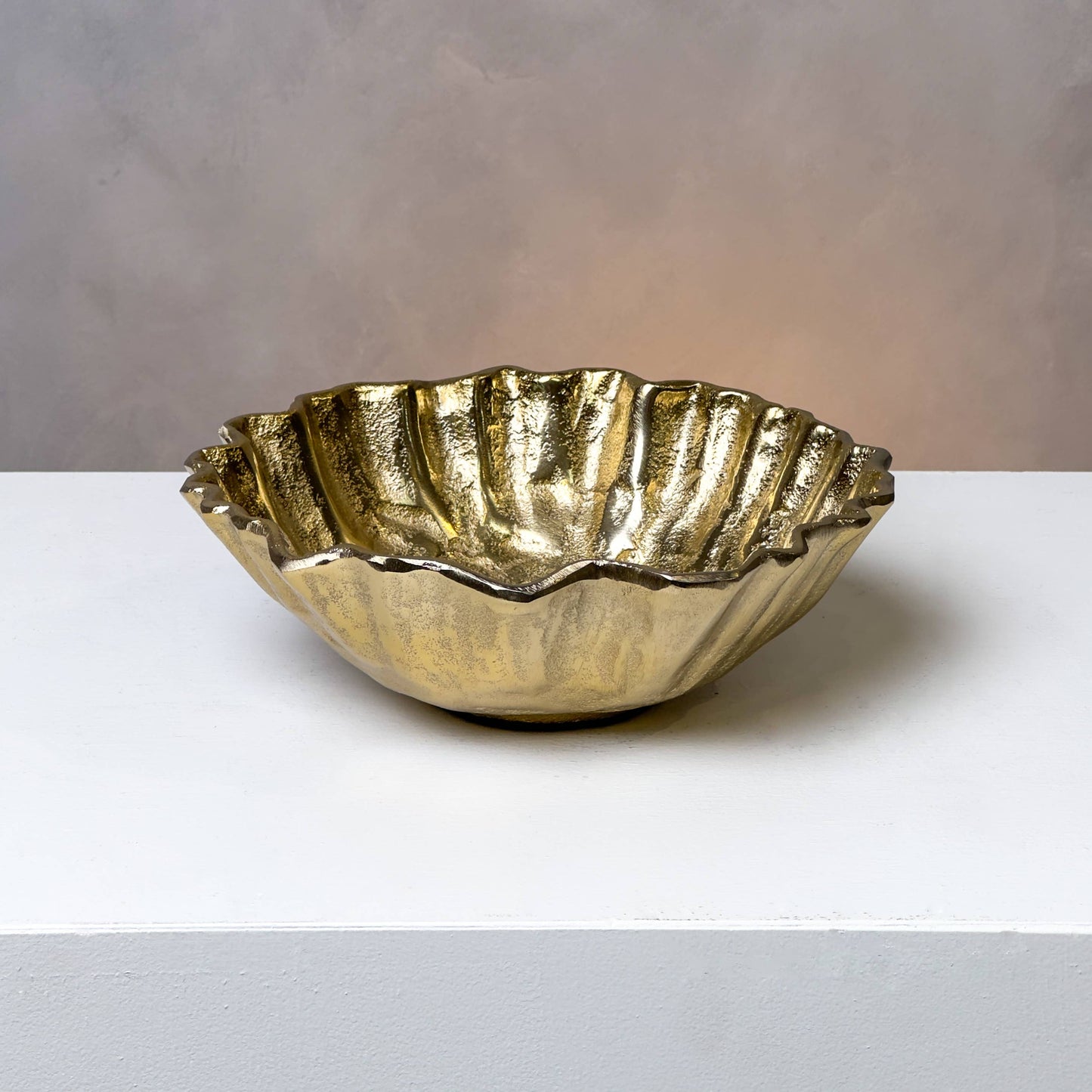 Ruffled Gold Aluminum Bowl