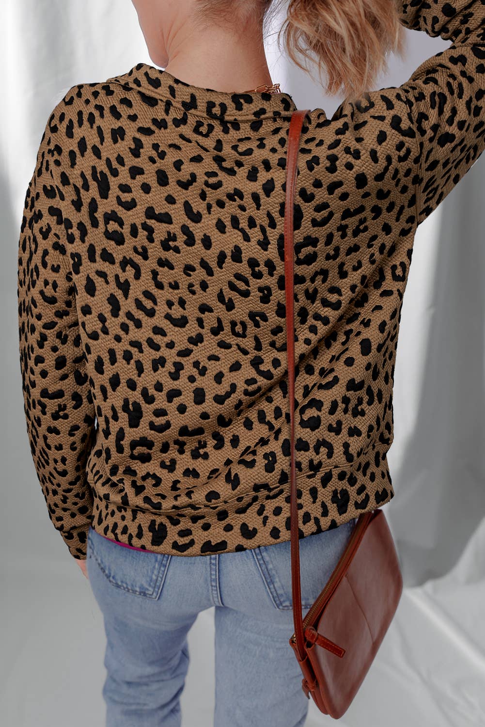 Leopard Print Quarter Zip Sweatshirt
